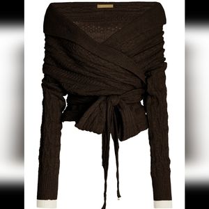 Hellessy off the shoulder wool and yak wrap sweater